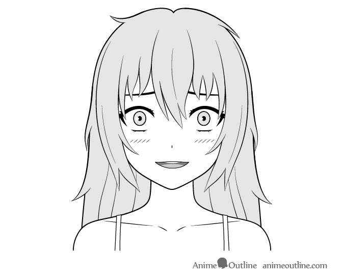 Anime yandere girl crazy face drawing