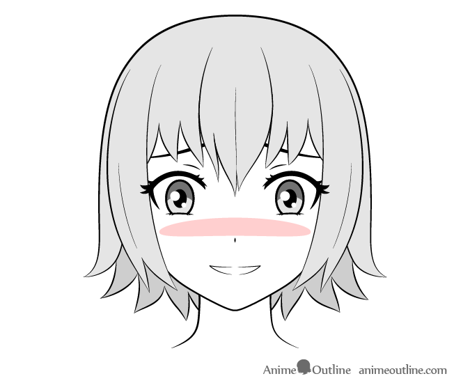 Anime girl with large solid blush