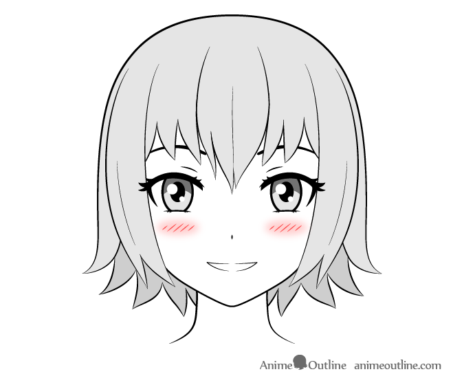 Anime girl with small combined blush