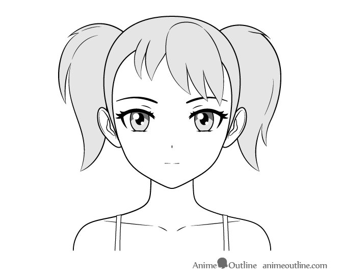 Anime tsundere girl face drawing