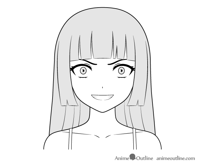 Anime villain girl crazy face drawing