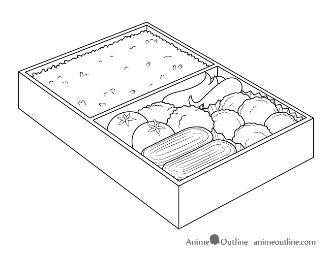 Anime food in lunch box drawing drawing