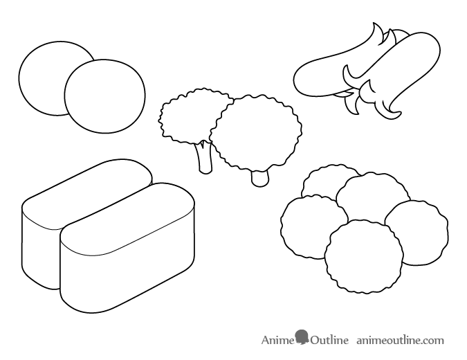 Anime food outline drawing