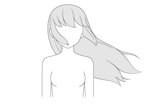 Anime hair blowing in wind drawing