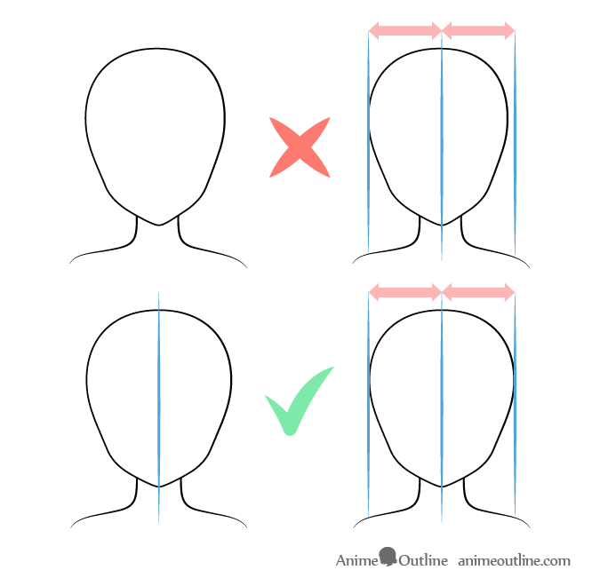 Anime head drawing without guide lines mistake