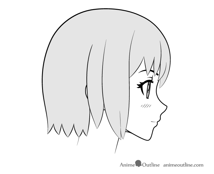 Anime girl face side view drawing