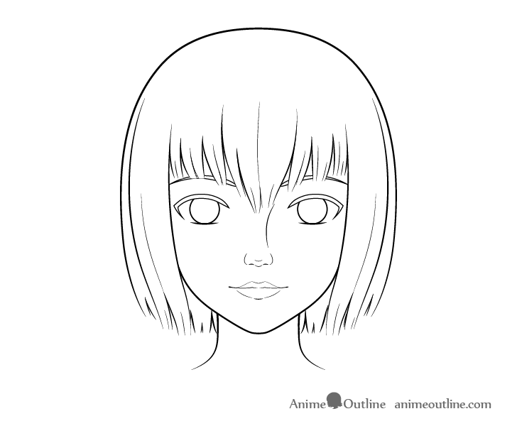 Realistic anime face line drawing