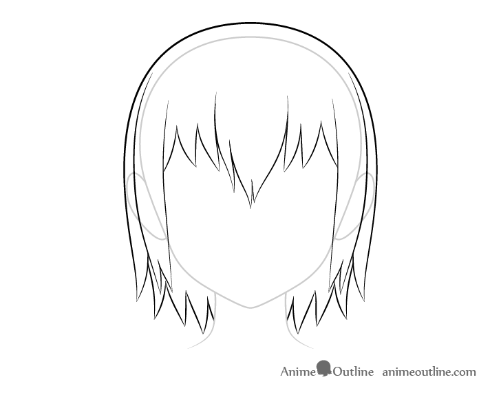 Anime wet back hair drawing