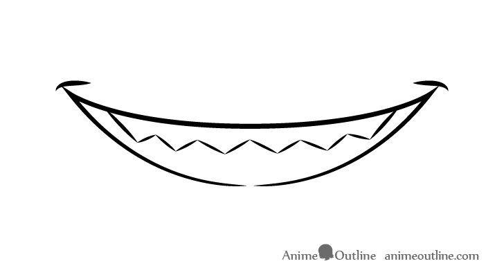 Anime sharp teeth smiling mouth drawing