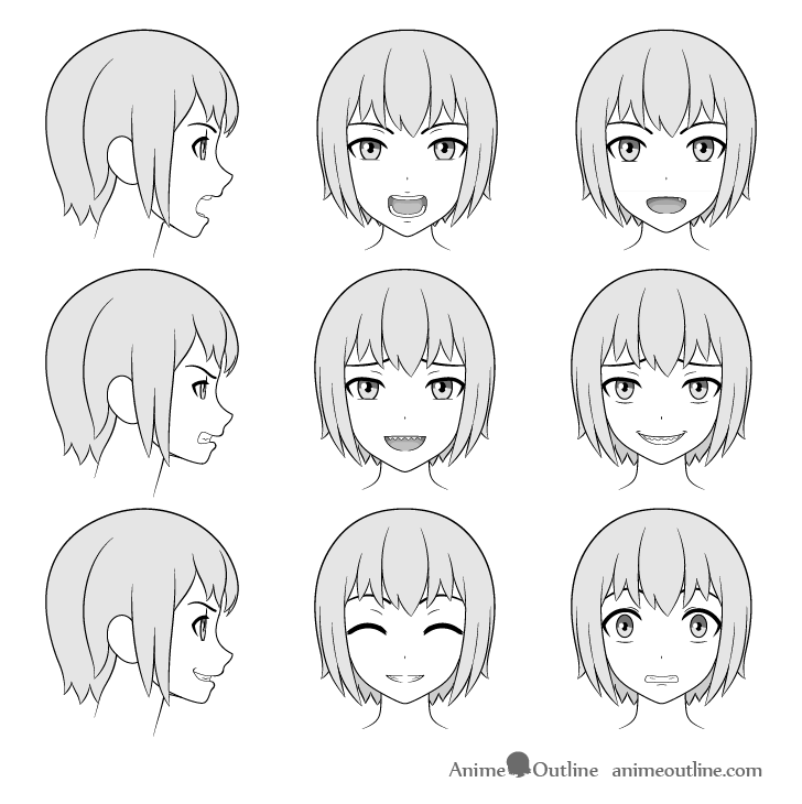 Anime teeth drawing on faces