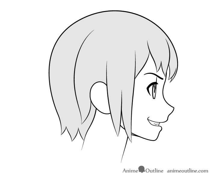 Anime teeth side view grin drawing