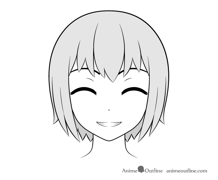 Anime smiling face drawing