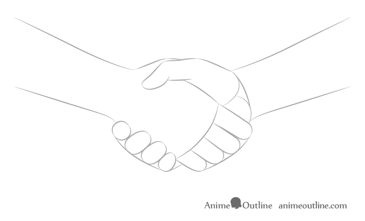 Handshake drawing fingers anime style