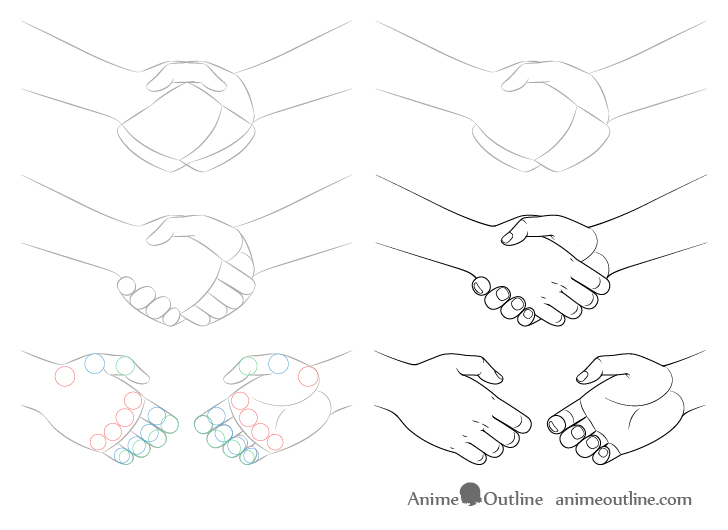 Handshake drawing step by step anime style