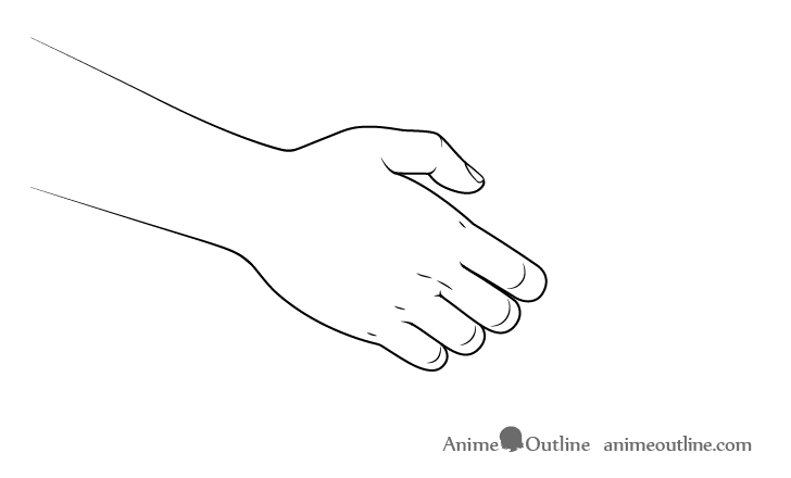 Handshake front hand drawing anime style