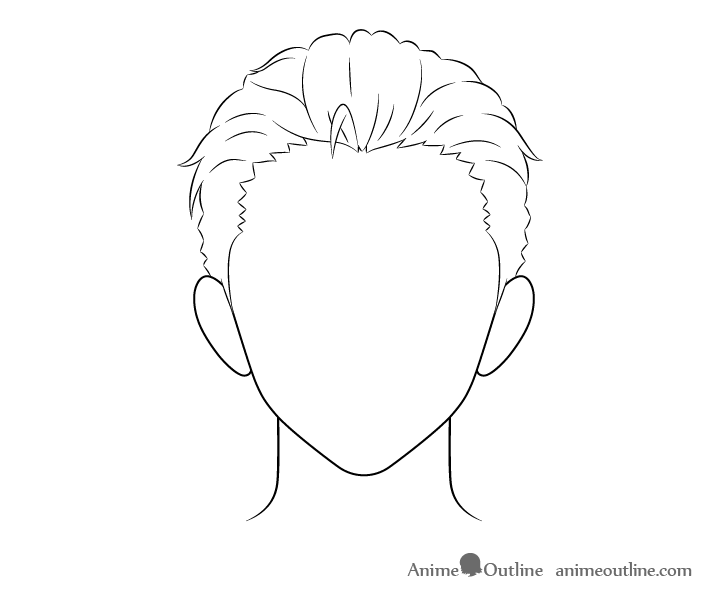 Anime combed back male hair line drawing