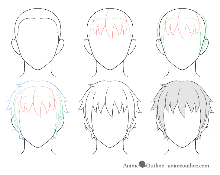 How to draw anime hair  Step by step easy! 