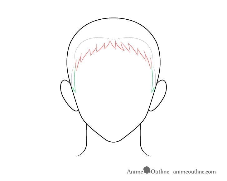 Anime spiky male hair sides drawing