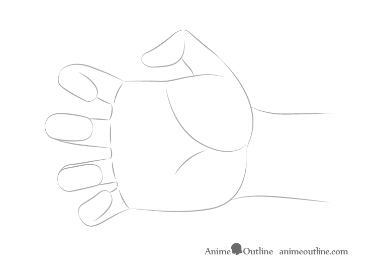 Hand reaching shape drawing