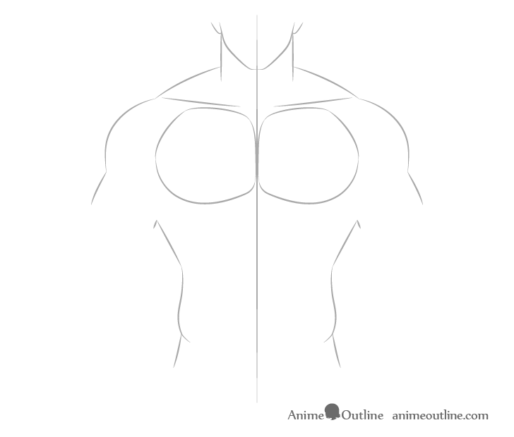 Anime muscular male chest drawing
