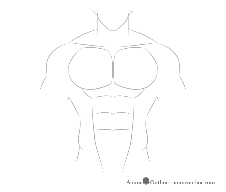 Anime muscular male abs drawing