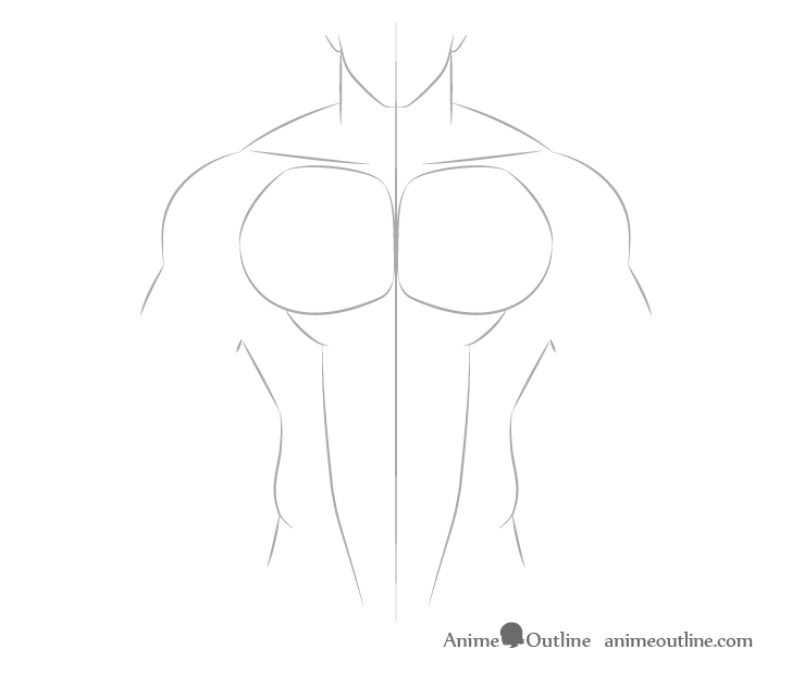 Anime muscular male abs outline drawing