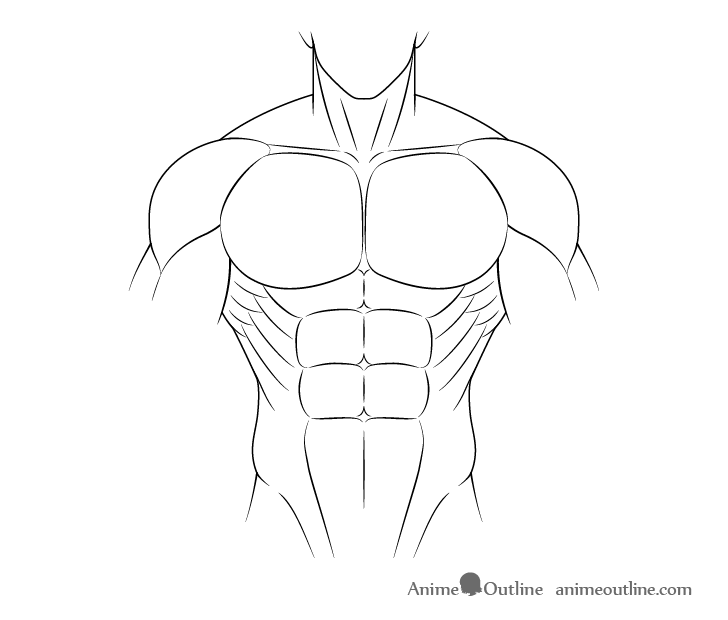 Anime muscular male body drawing