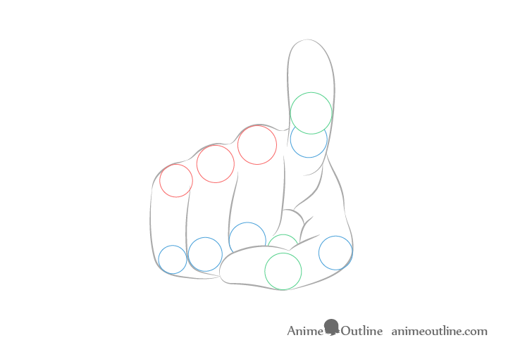 Finger pointing hand joints drawing