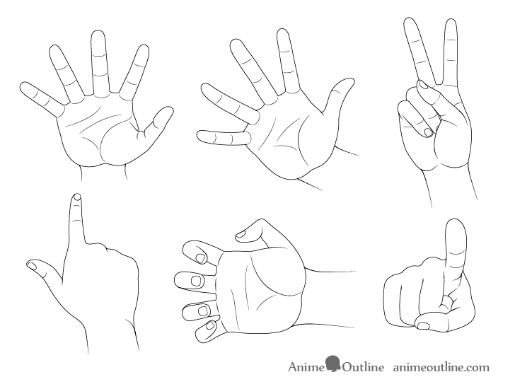 Hand poses drawing