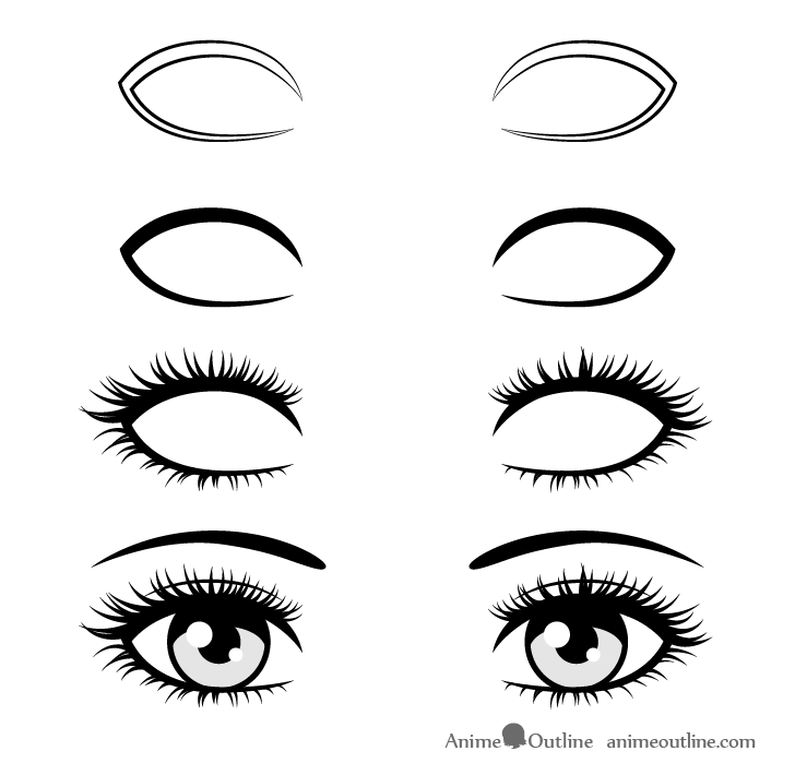 How to Draw Anime Eyelashes Step by Step - AnimeOutline