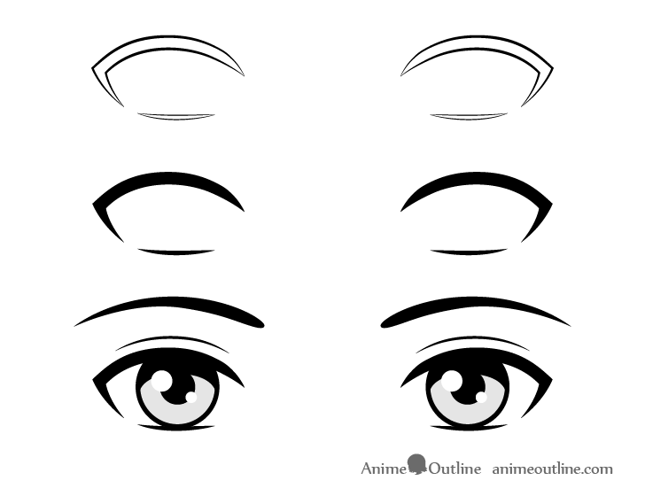 Anime simple eyelashes drawing step by step