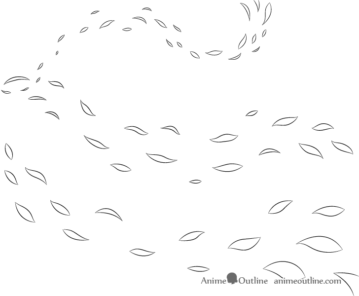Anime wind leaves drawing
