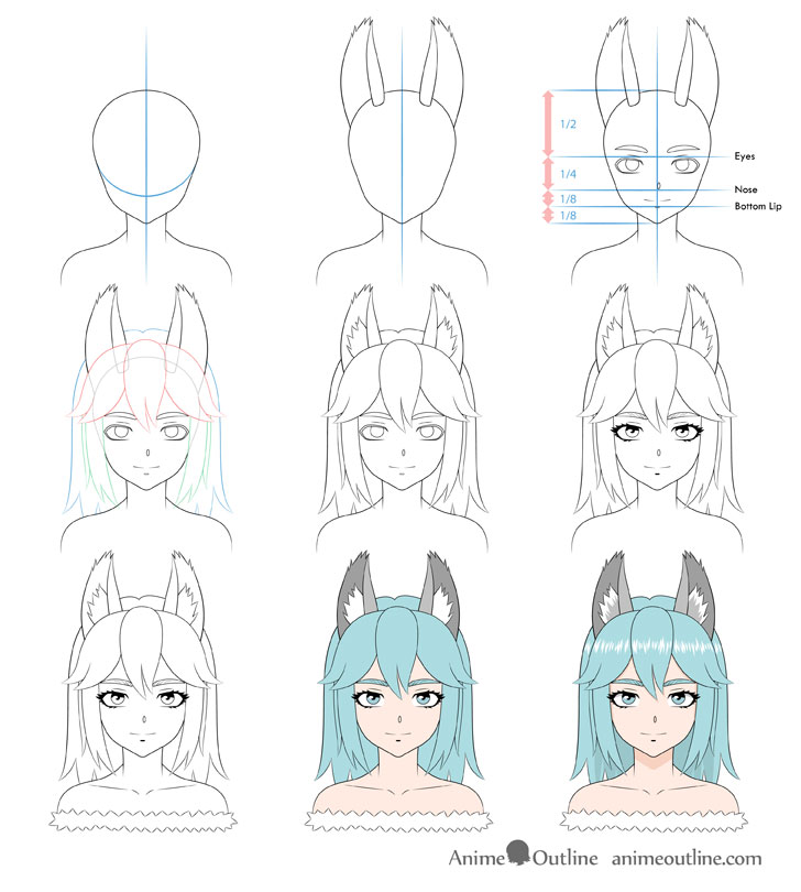 Pretty Anime Wolf Drawing In Two Whole Colors  Anime Wolf  Free  Transparent PNG Clipart Images Download