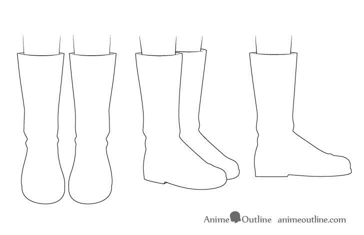 Anime boots outline drawing