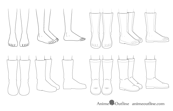 Anime boots drawing step by step