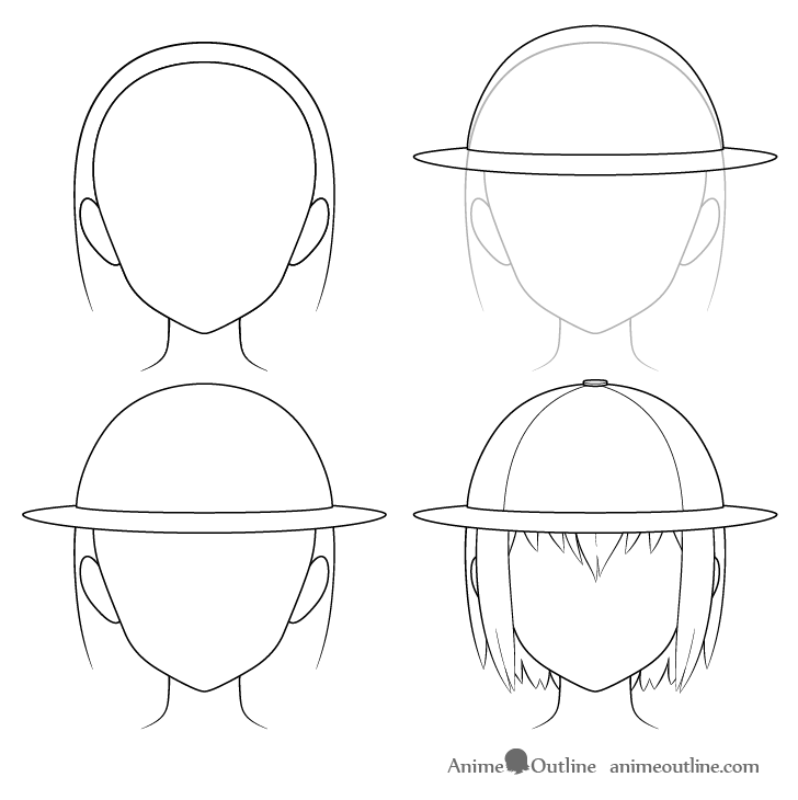 Рисунок шляпы исследователя аниме шаг за шагом