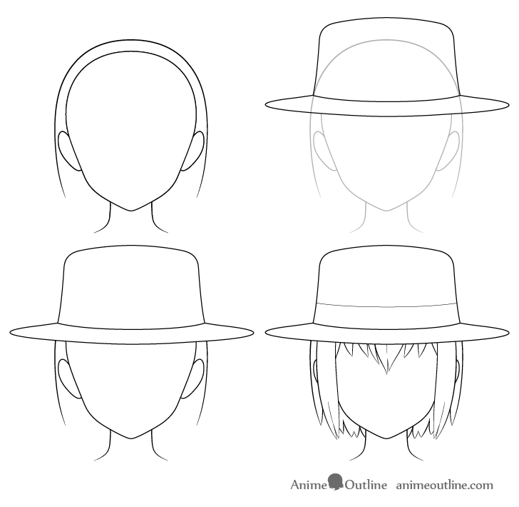 Аниме рисунок шляпы федора