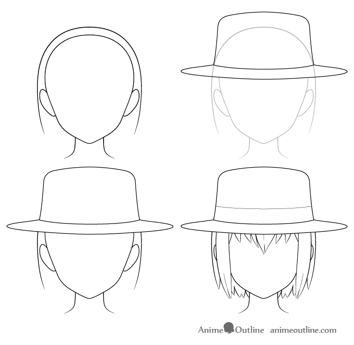 Anime fedora hat drawing