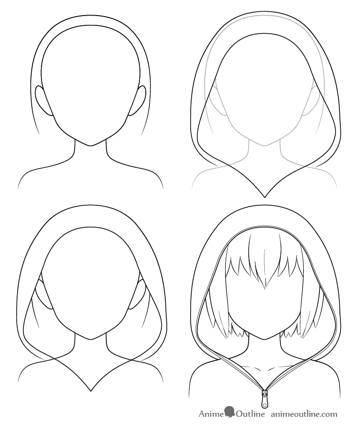 Anime hoodie drawing step by step