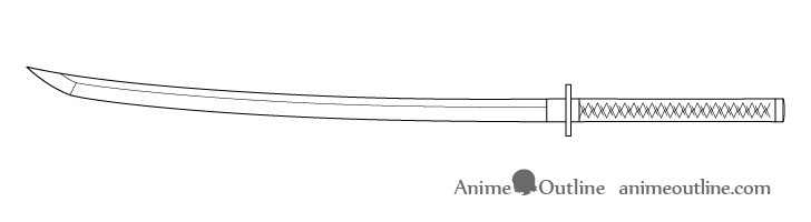 Katana hilt wrap folds drawing