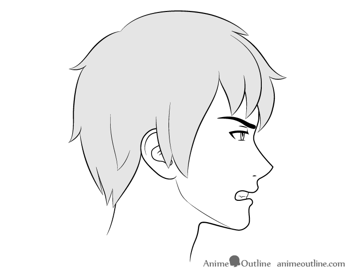 Anime male face side view angry expression drawing
