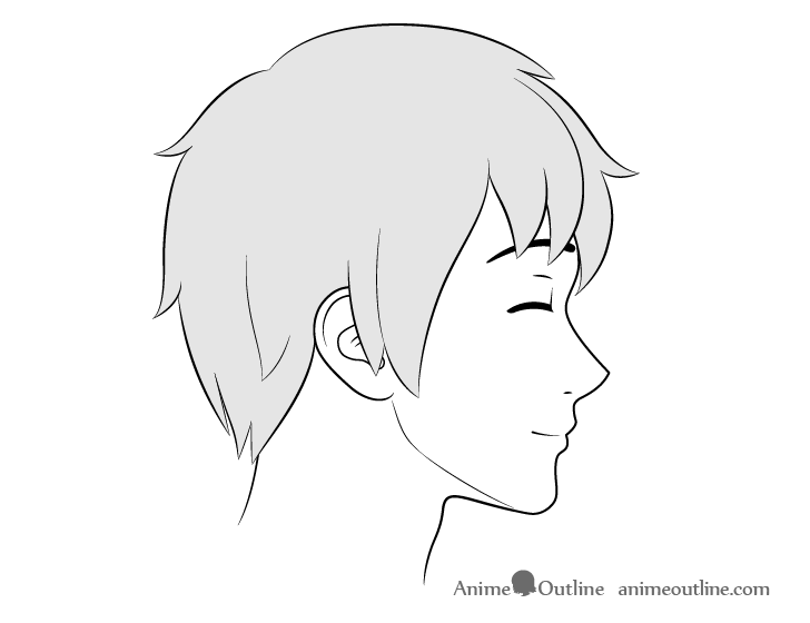 Anime male face side view content expression drawing