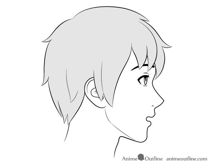 Anime male face side view puzzled expression drawing