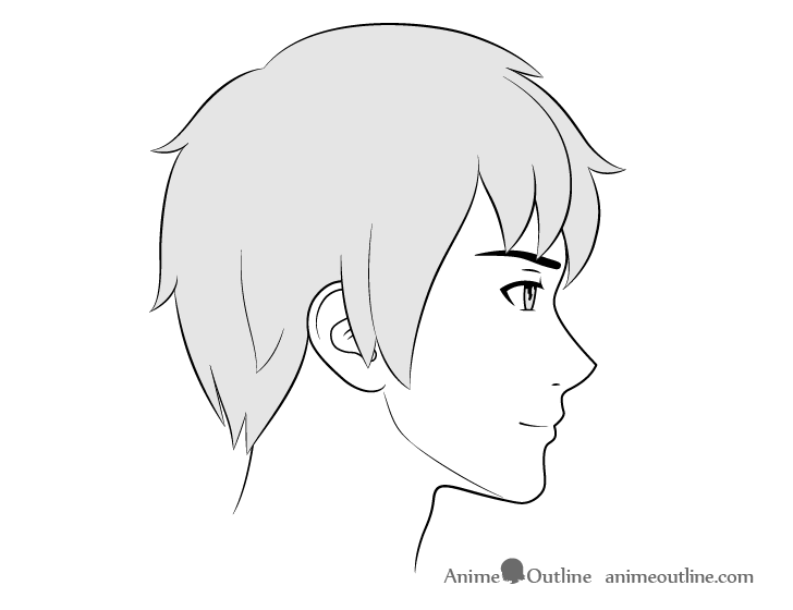 Anime male face side view smiling expression drawing