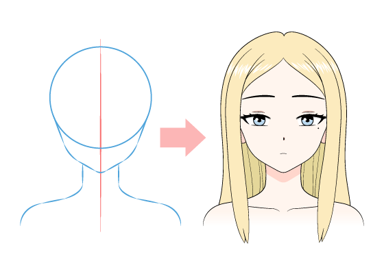 Easy anime girl drawing, How to draw anime step by step