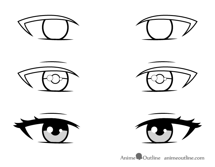 Beautiful anime girl eyes drawing step by step