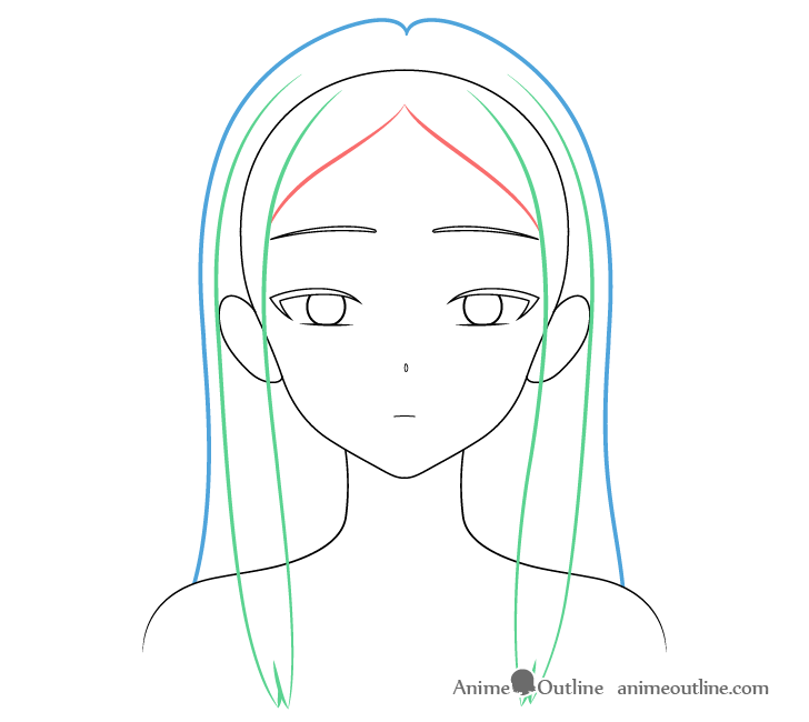 Beautiful anime girl hair drawing