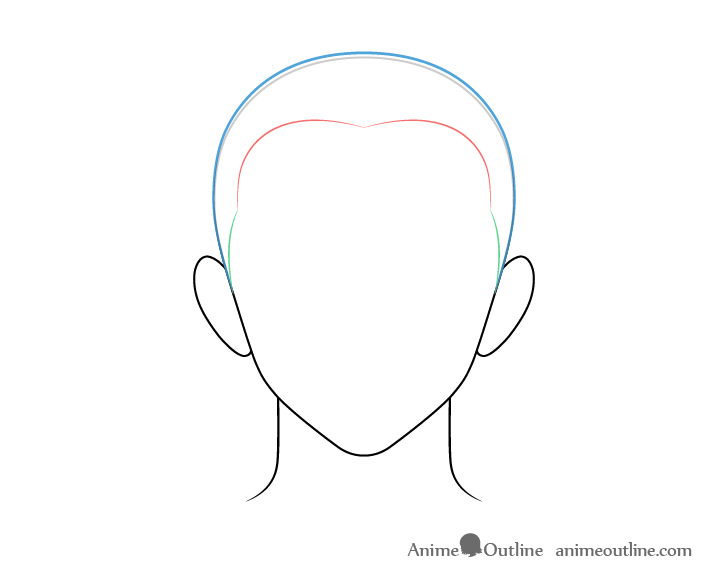 Anime buzz cut male hair top drawing