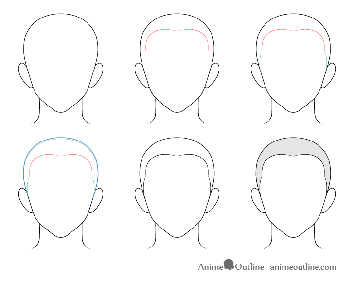 Drawing "Buzz Cut" Male Anime Hair.