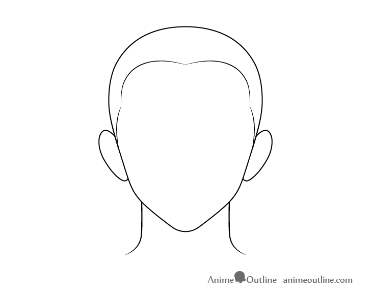 Anime buzz cut male hair line drawing